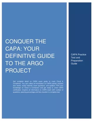 Conquer the CAPA: Your Definitive Guide to the Argo Project