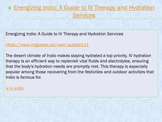 Energizing Indio A Guide to IV Therapy and Hydration Services