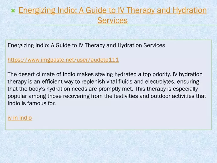 energizing indio a guide to iv therapy and hydration services