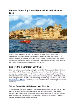 Ultimate Guide_ Top 5 Must-Do Activities in Udaipur for 2024