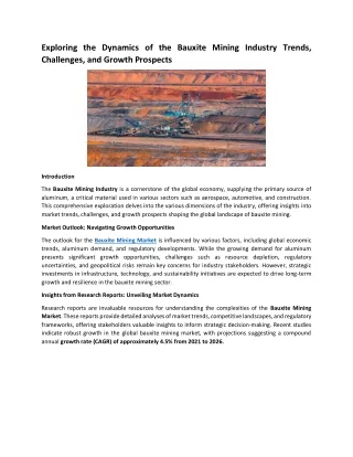 exploring the dynamics of the bauxite mining