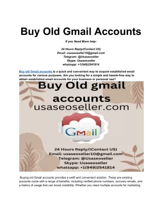 Buy Old Gmail Accounts