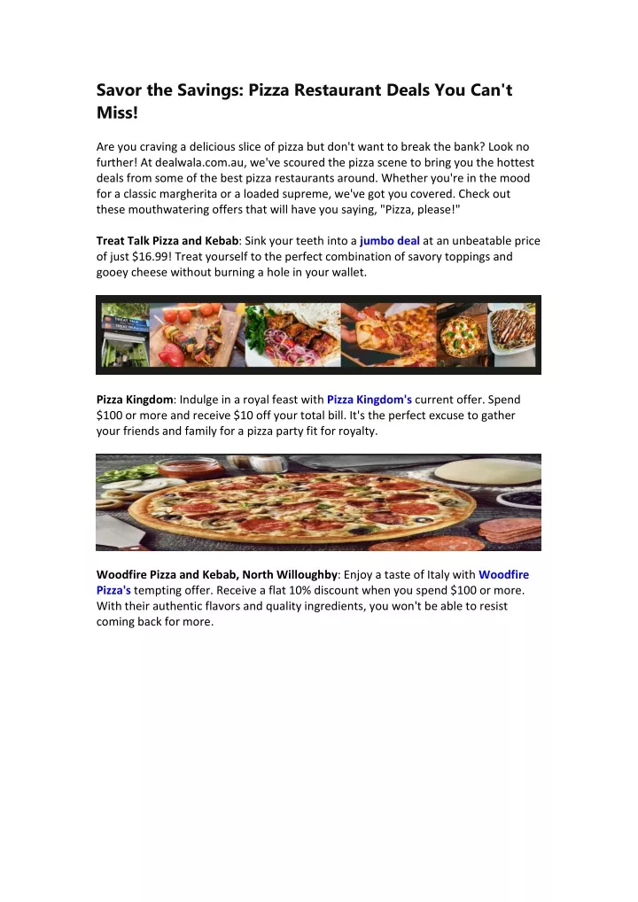 savor the savings pizza restaurant deals