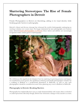Shattering Stereotypes: The Rise of Female Photographers in Detroit