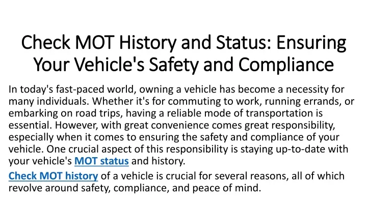 check mot history and status ensuring your vehicle s safety and compliance