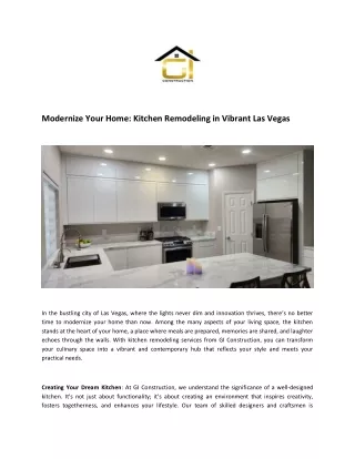 Modernize Your Home Kitchen Remodeling in Vibrant Las Vegas