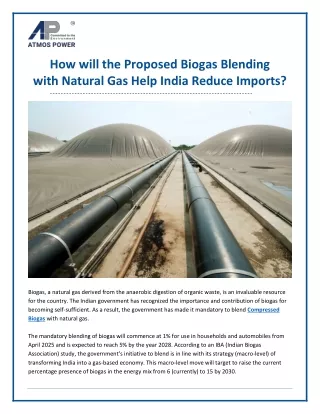 How will the Proposed Biogas Blending with Natural Gas Help India Reduce Imports