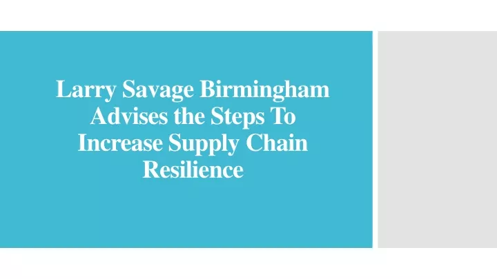 larry savage birmingham advises the steps to increase supply chain resilience