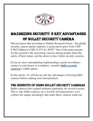 Maximizing Security 8 Key Advantages Of Bullet Security Camera