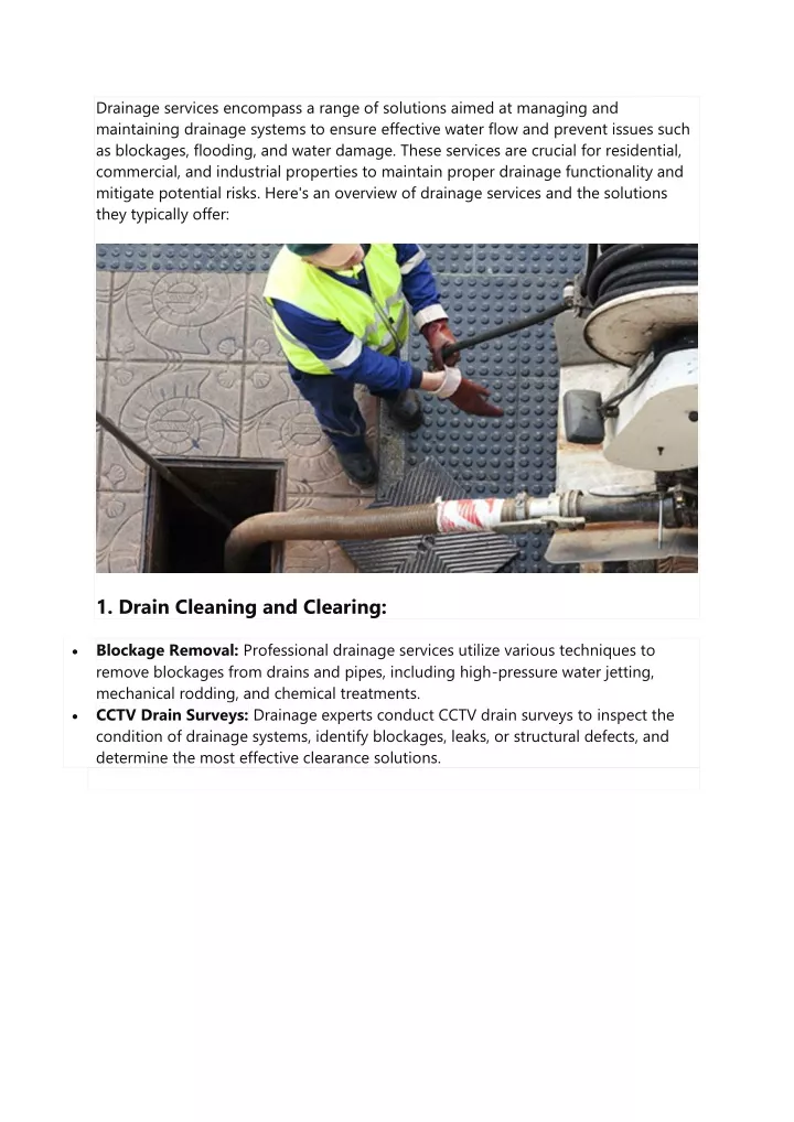 drainage services encompass a range of solutions