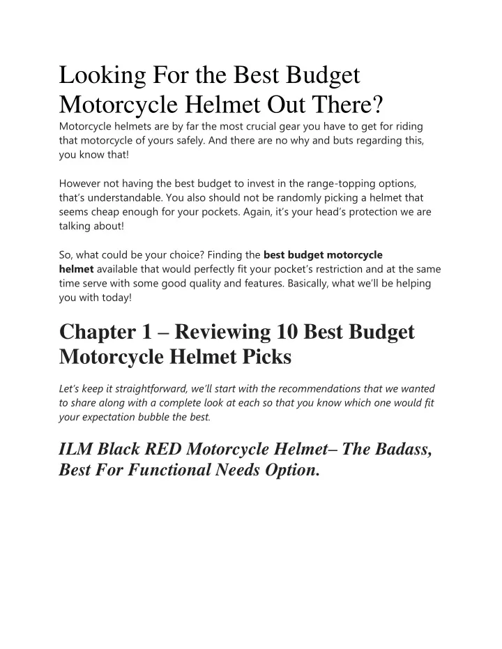 looking for the best budget motorcycle helmet