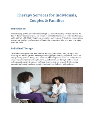 Therapy Services for Individuals