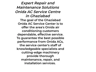 Efficient Cooling Solutions Onida AC Service Centre in Ghaziabad