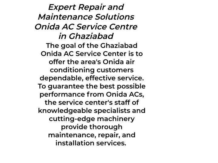 expert repair and maintenance solutions onida