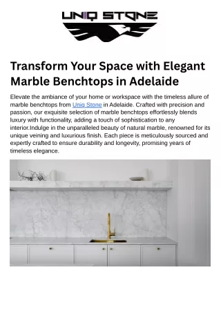 Transform Your Space with Elegant Marble Benchtops in Adelaide