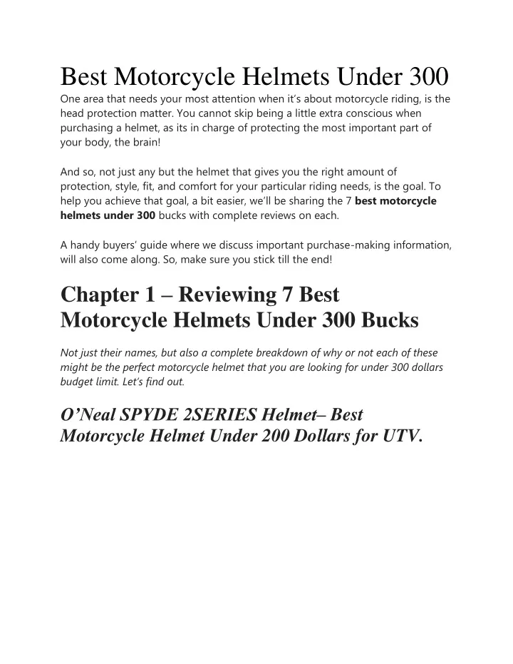 best motorcycle helmets under 300 one area that