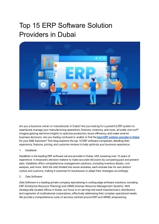 Top 15 ERP Software Solution Providers in Dubai