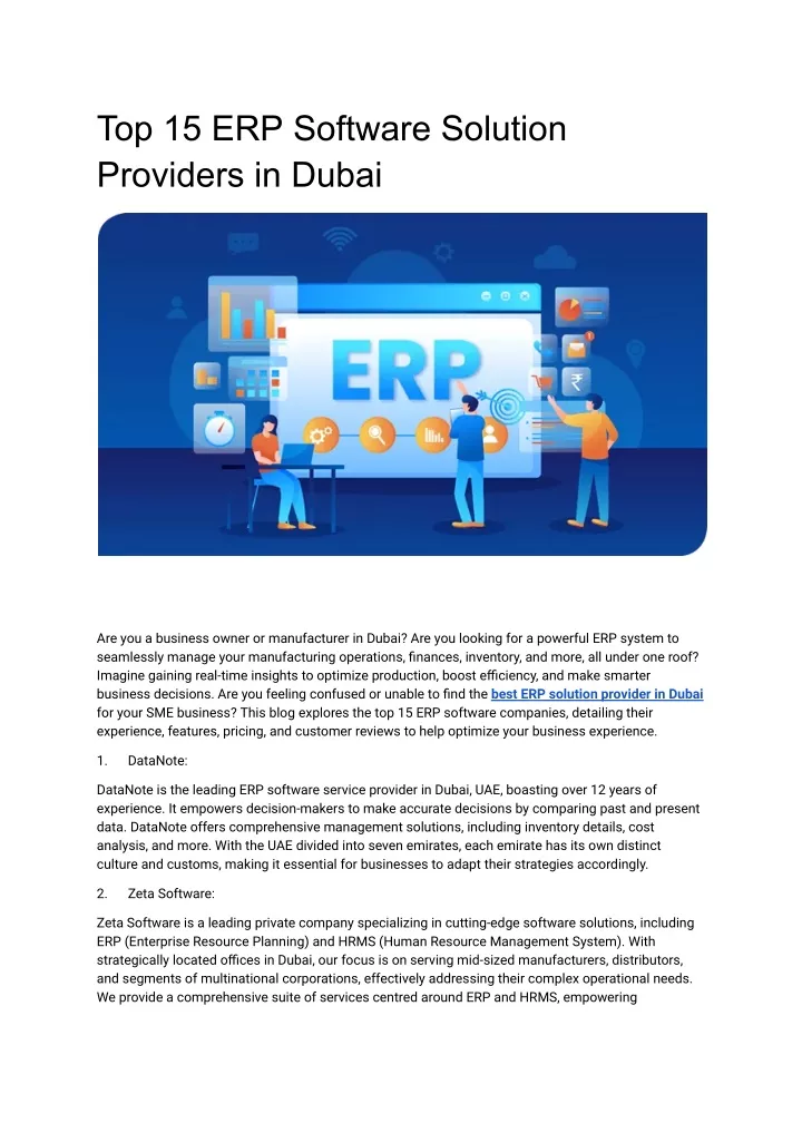 top 15 erp software solution providers in dubai