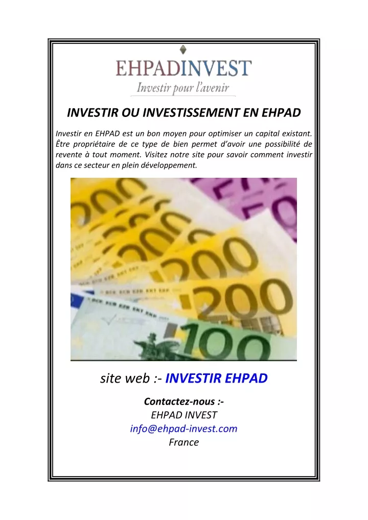 investir ou investissement en ehpad