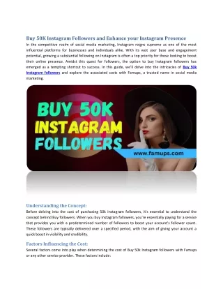 Buy 50K Instagram Followers and Enhance your Instagram Presence