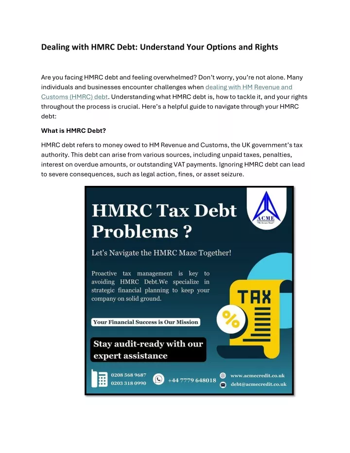 dealing with hmrc debt understand your options