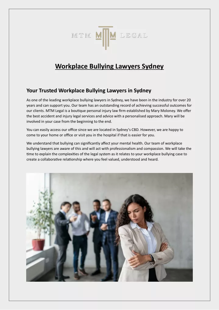 workplace bullying lawyers sydney