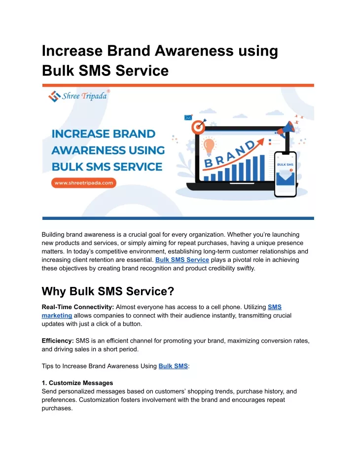 increase brand awareness using bulk sms service