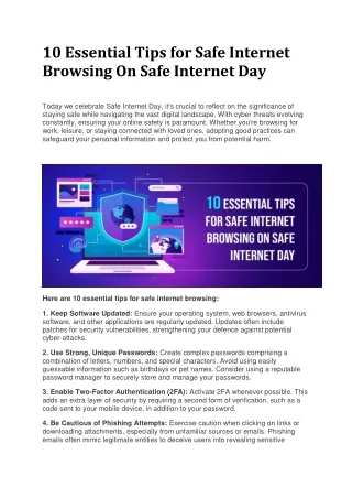 10 Essential Tips for Safe Internet Browsing On Safe Internet Day