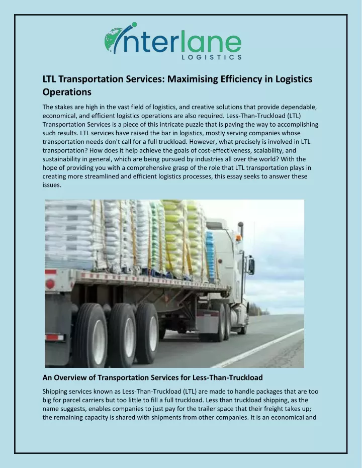 ltl transportation services maximising efficiency