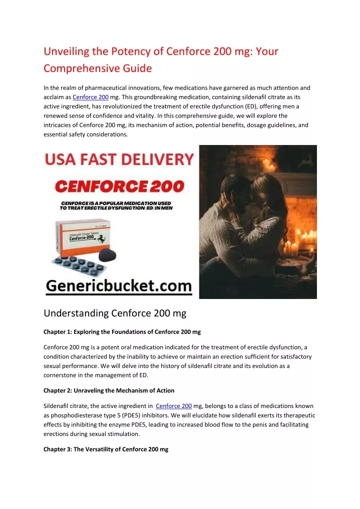 unveiling the potency of cenforce 200 mg your