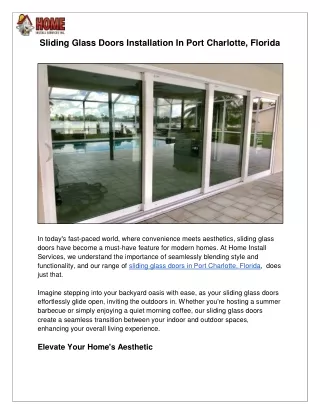 Sliding Glass Doors Installation In Port Charlotte, Florida