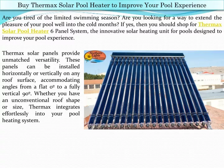 buy thermax solar pool heater to improve your