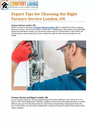 Choosing the Right Furnace Service London, ON