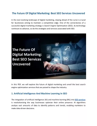 The Future Of Digital Marketing - Best SEO Services Uncovered