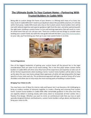 The Ultimate Guide To Your Custom Home – Partnering With Trusted Builders In Caddo Mills