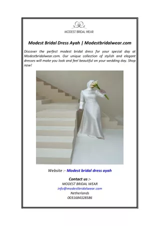 Modest Bridal Dress Ayah  Modestbridalwear.com