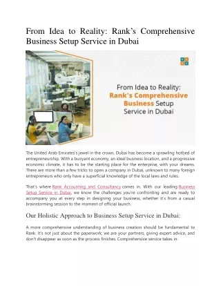 From Idea to Reality Rank’s Comprehensive Business Setup Service in Dubai