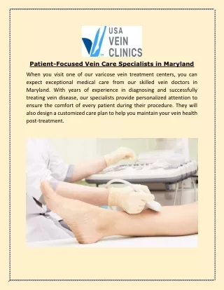 Patient-Focused Vein Care Specialists in Maryland