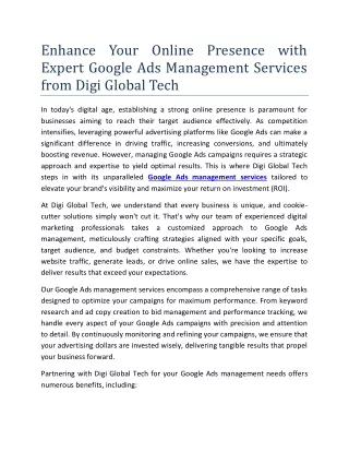 Google Ads Management Services-  Digi Global Tech