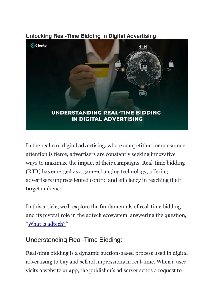 unlocking real time bidding in digital advertising