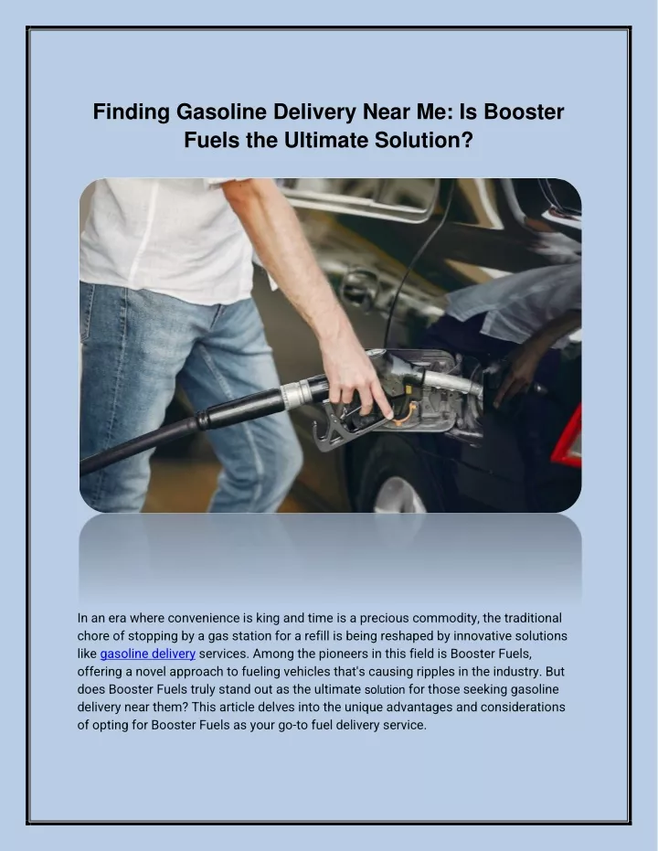 finding gasoline delivery near me is booster