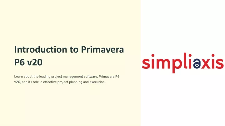 introduction to primavera p6 v20