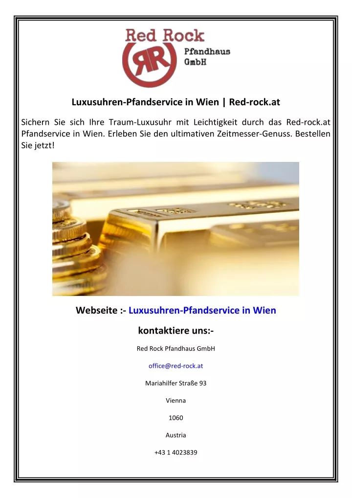 luxusuhren pfandservice in wien red rock at