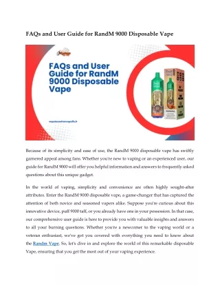FAQs and User Guide for RandM 9000 Disposable Vape