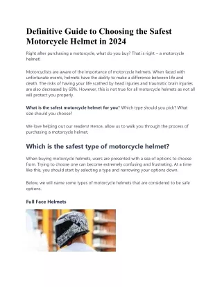 Safest motorcycle helmet