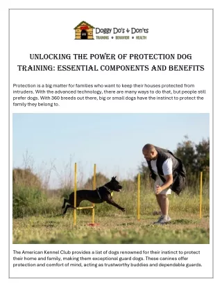 Unlocking the Power of Protection Dog Training Essential Components and Benefits