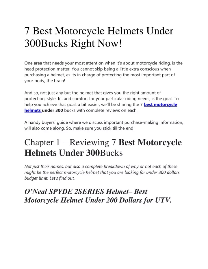 7 best motorcycle helmets under 300bucks right now