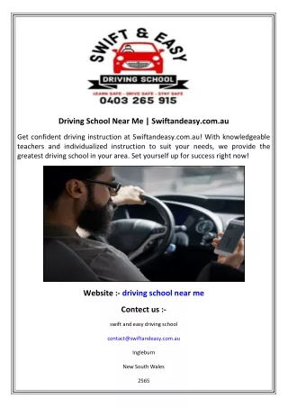 Driving School Near Me  Swiftandeasy.com.au