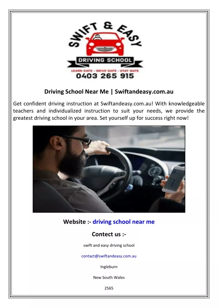 driving school near me swiftandeasy com au
