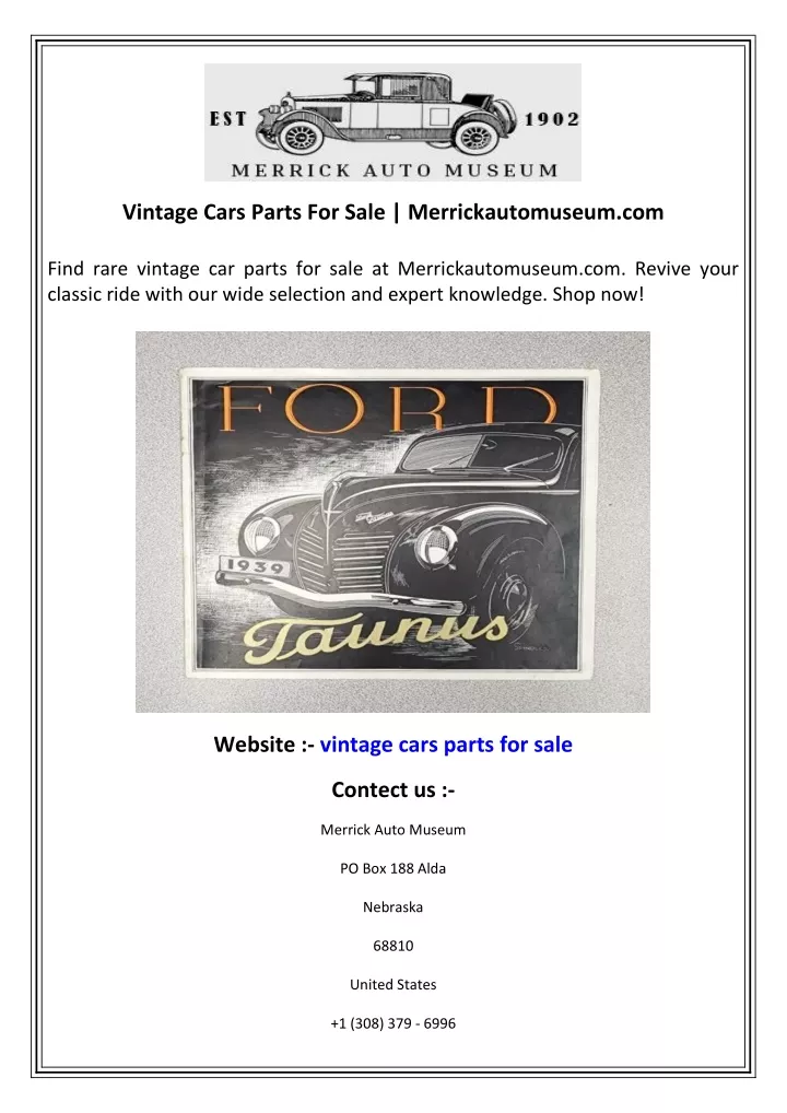 vintage cars parts for sale merrickautomuseum com